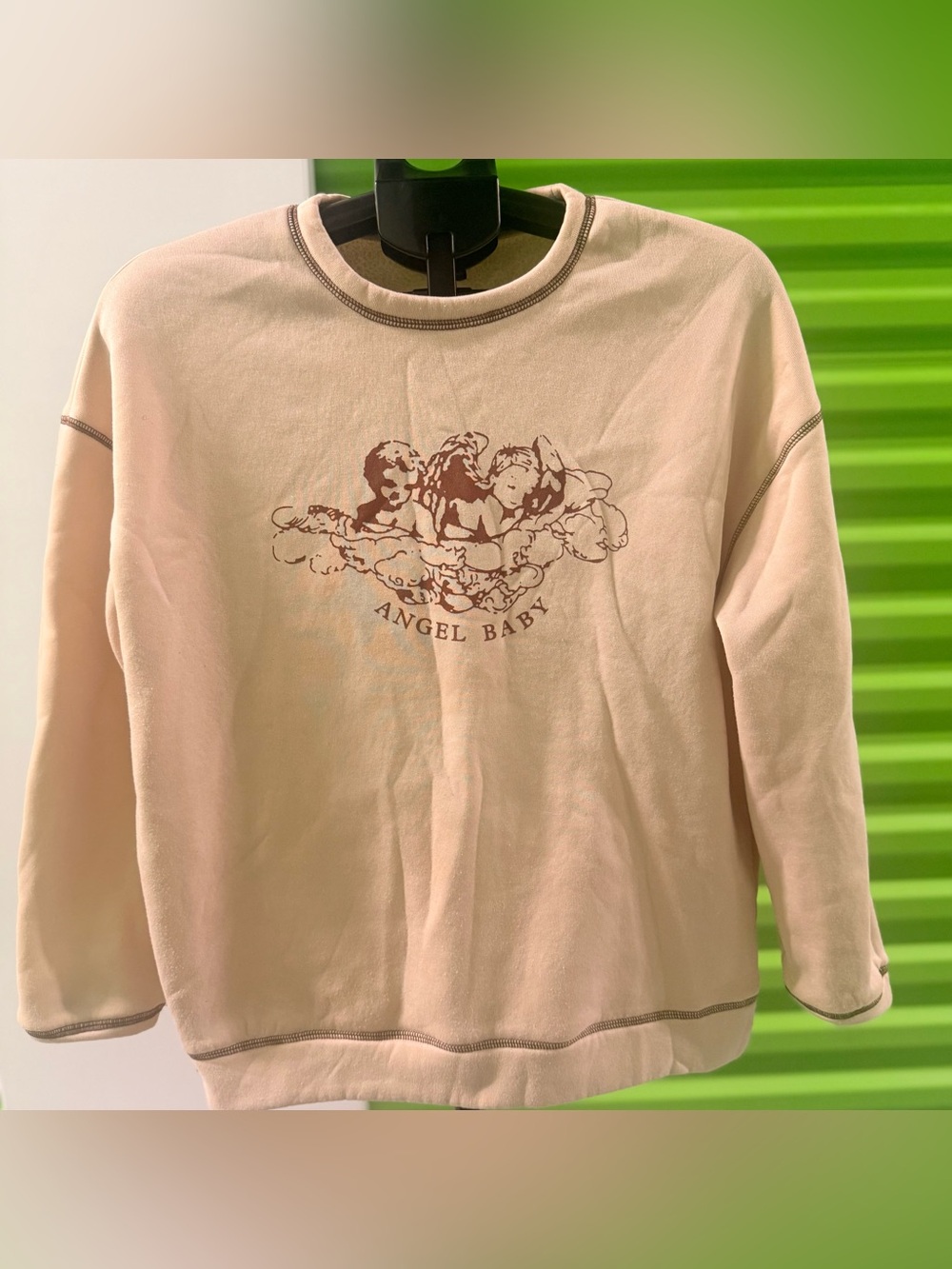 Angel Baby Graphic Crewneck Sweater - Cream